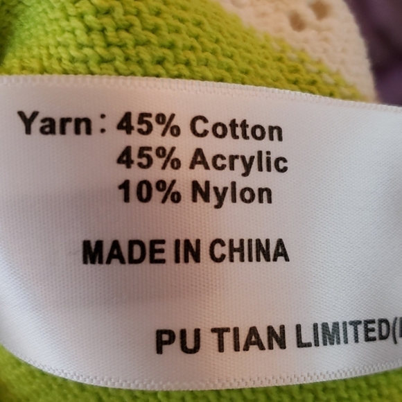 Pu Tian Lime Green/Cream Trimmed Hoodie Sweater Size 6 - Picture 6 of 9